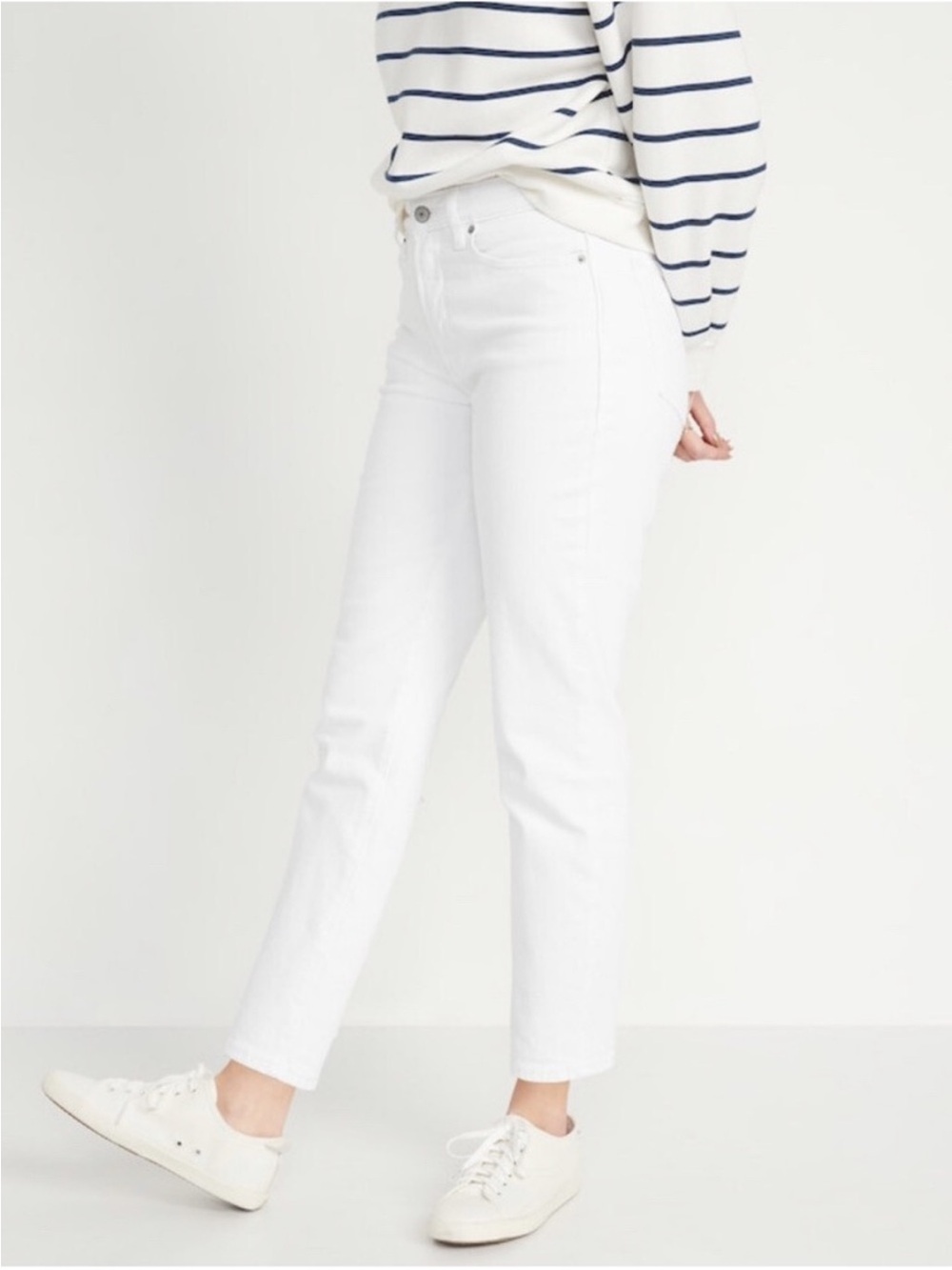 NWT Cotton White High-Rise Ankle OG Straight Jeans Denim Raw Hem- Women Size 6